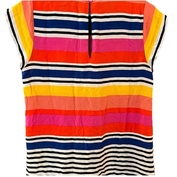 Cynthia Rowley multi colored stripped capped sleeve blouse - Picture 2 of 5